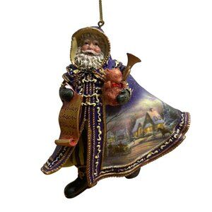 Vtg Ashton Drake Thomas Kinkade Warm Holiday Cheer Santa Christmas Ornament 2003